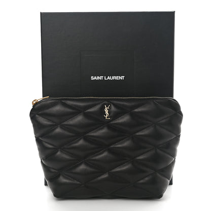 Saint Laurent Lambskin Monogram Medium Sade Puffer Pouch Black 7 of 7