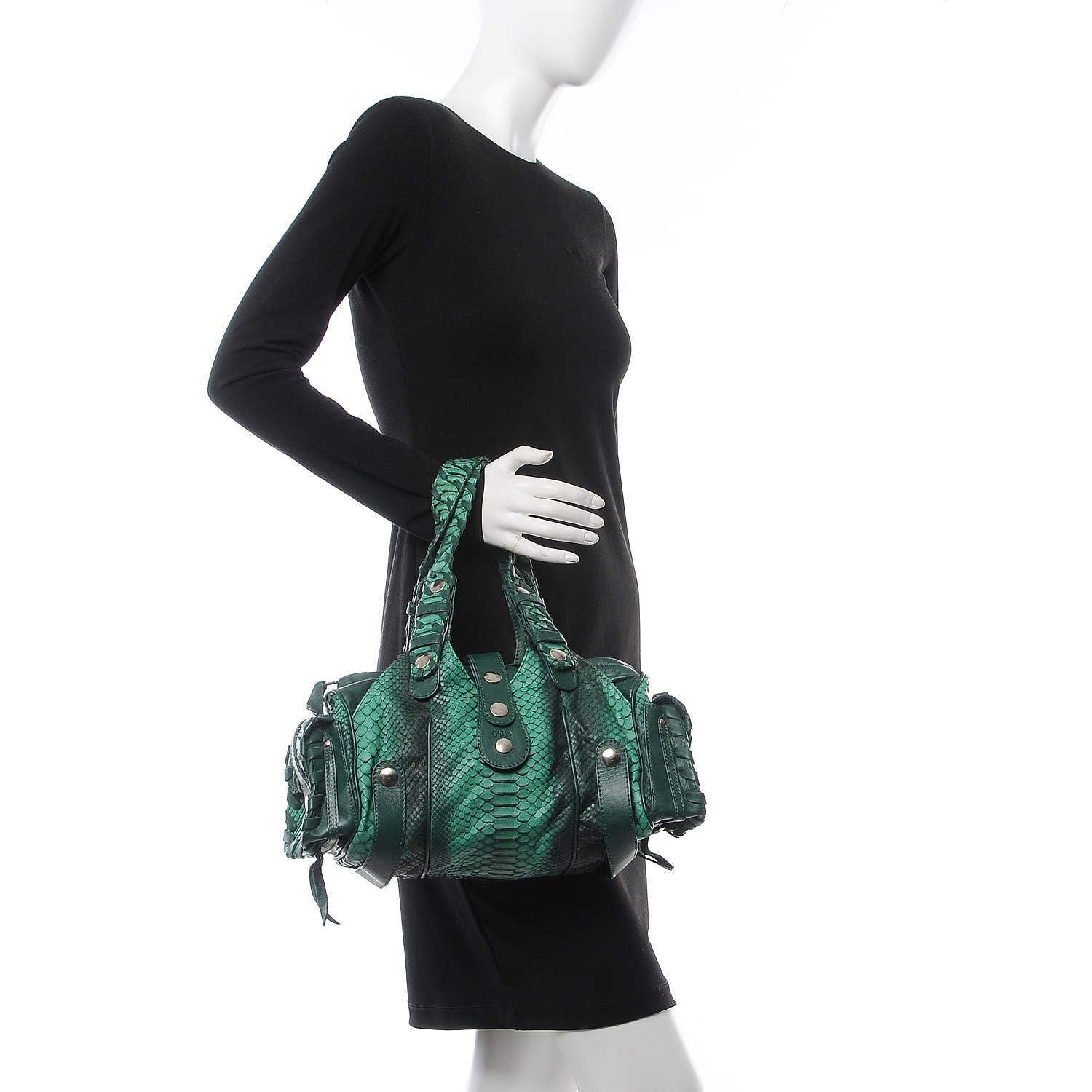 Chloe Python Silverado Shoulder Bag Emerald 2 of 9