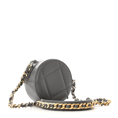 Chanel Lambskin Quilted Chanel 19 Round Clutch With Chain Grey 3 of 10