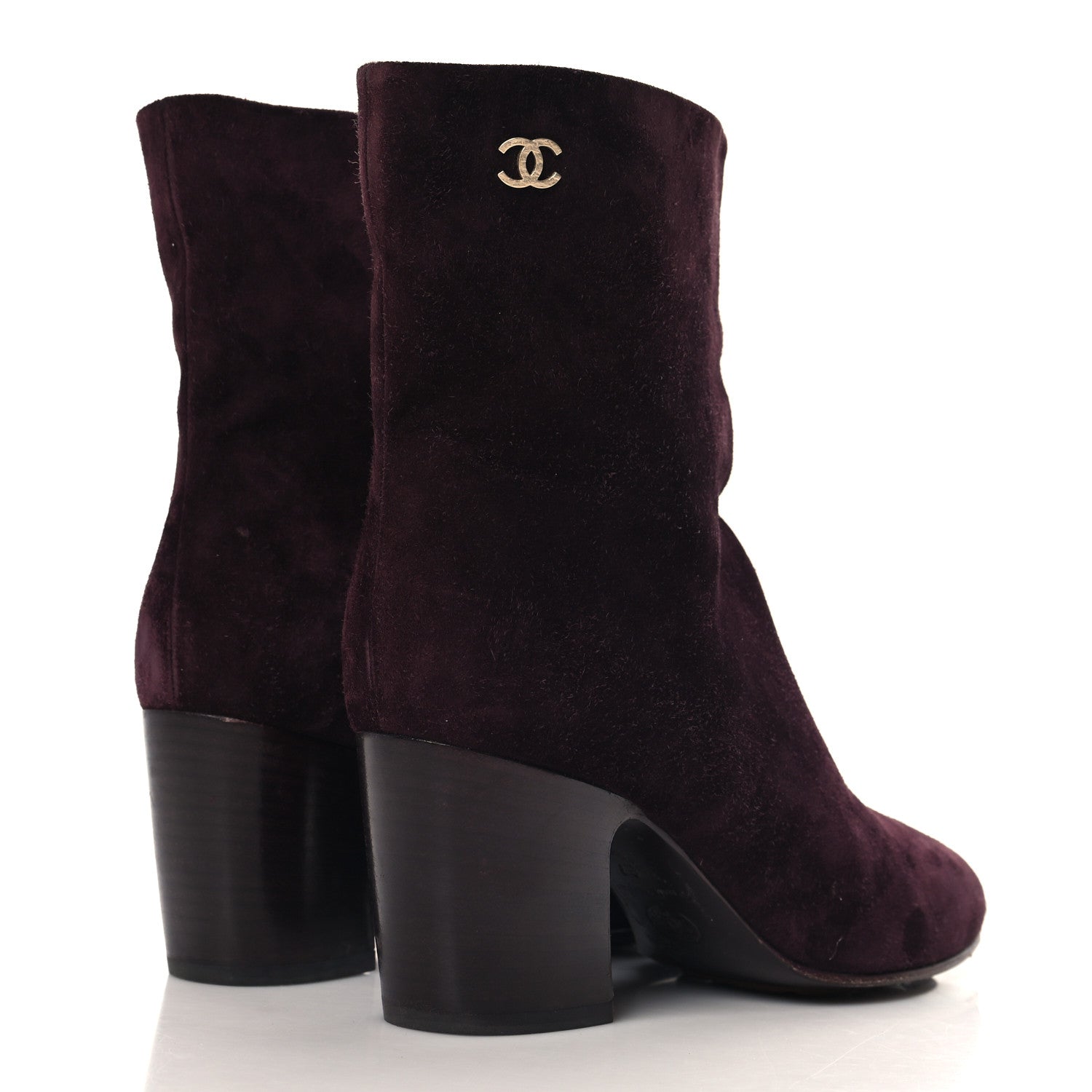 Chanel Suede Calfskin CC Short Boots 37 Burgundy 5 of 9