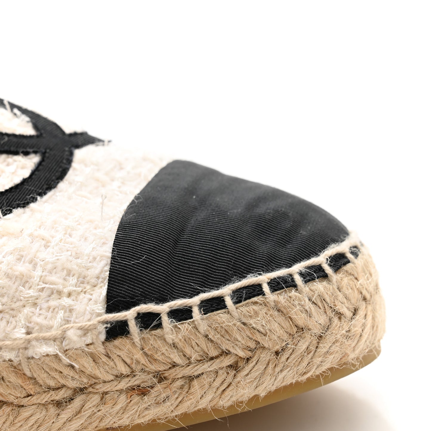 Tweed Grosgrain CC Espadrilles 39 White Black