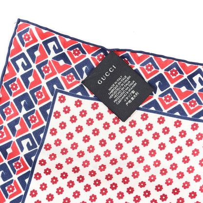 Gucci Silk Twill Plainmetric Square Scarf Ivory Blue 3 of 3