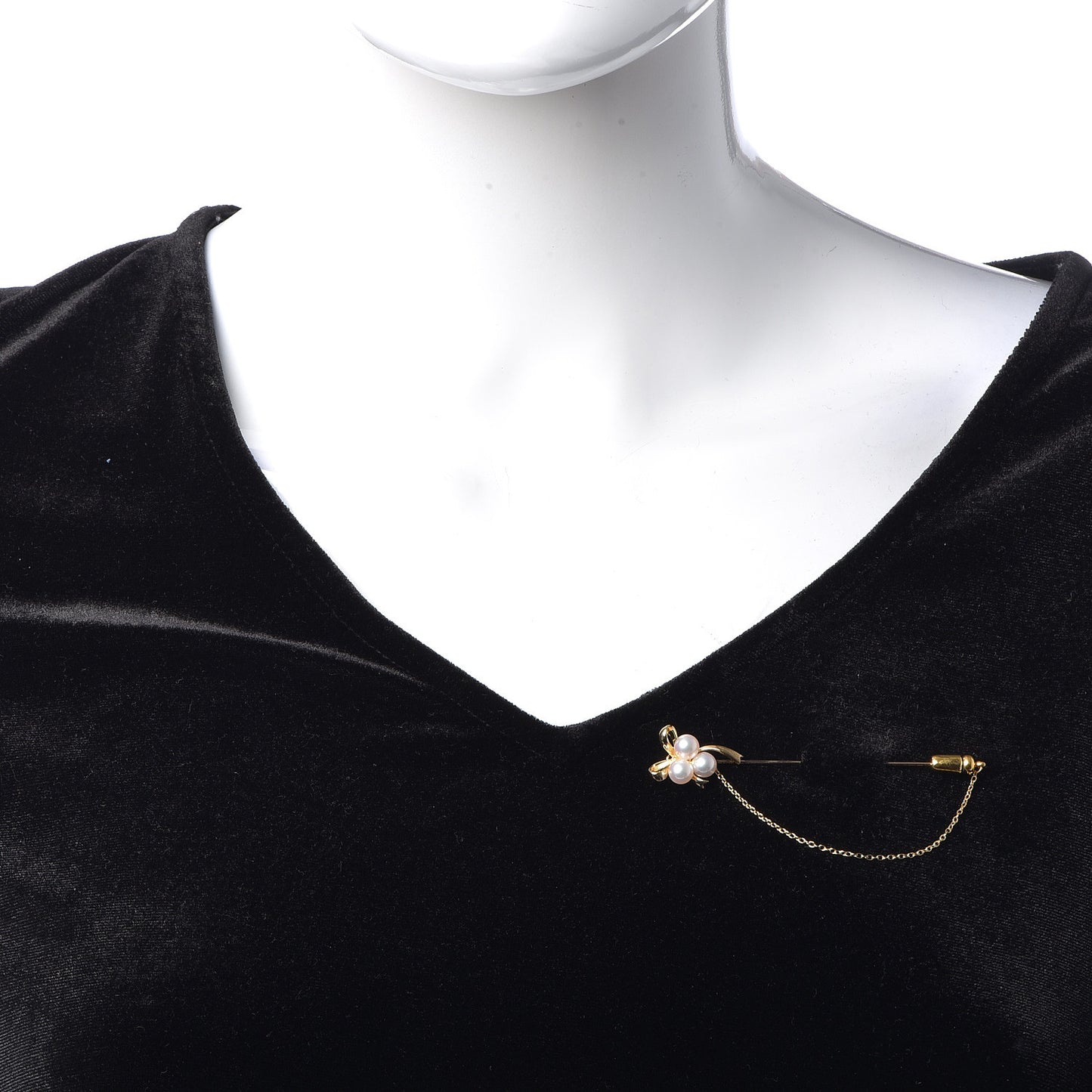 18K Yellow Gold Akoya Pearl 5.5mm Stick Pin Brooch