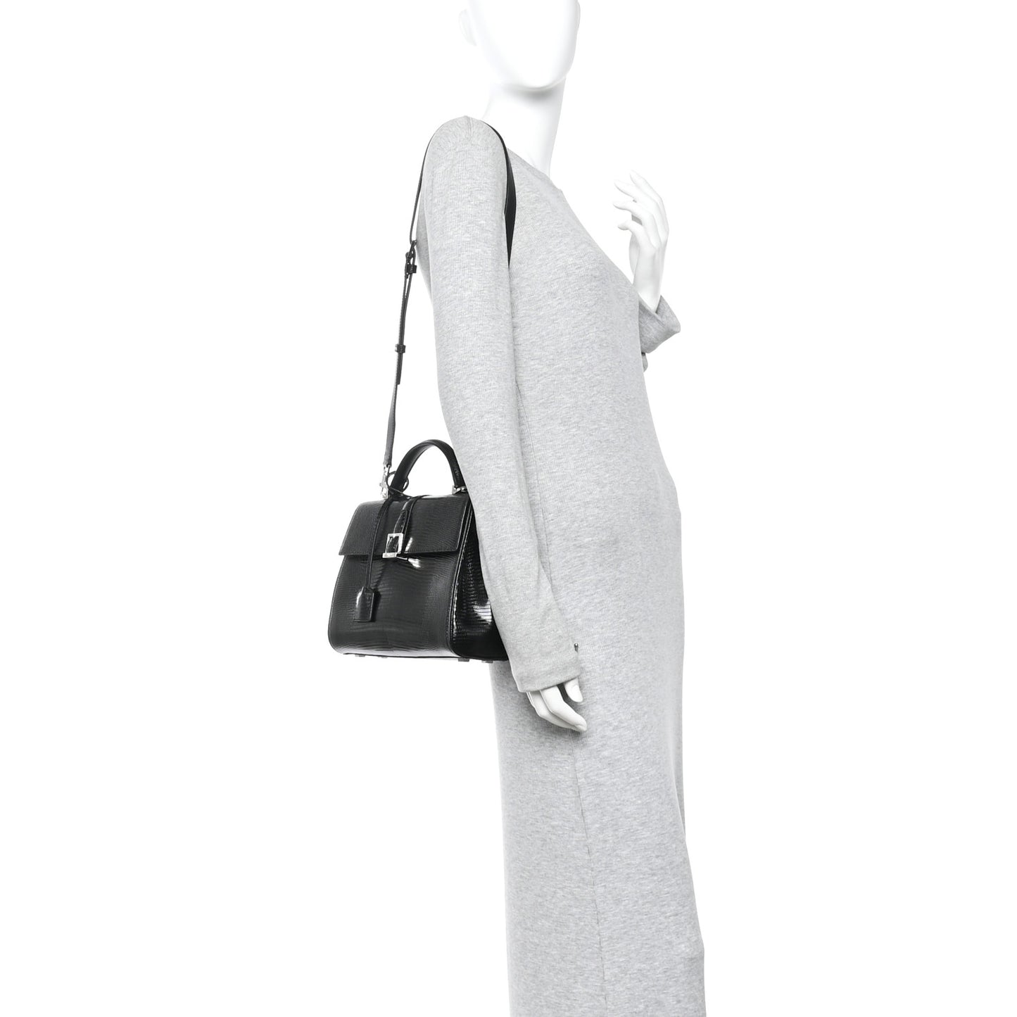 Lizard Le Fermoir Top Handle Bag Small Black
