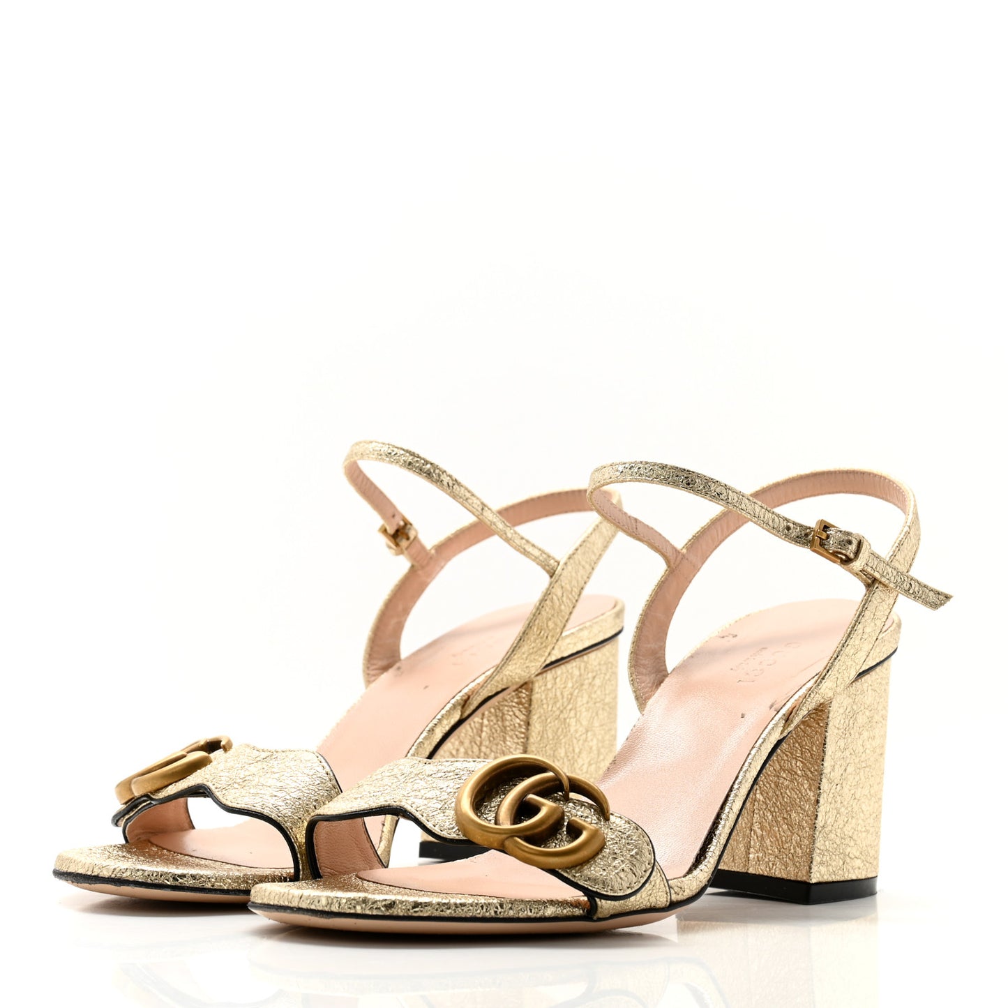 Galassia GG Marmont Ankle Wrap 75mm Sandals 36.5 Platino