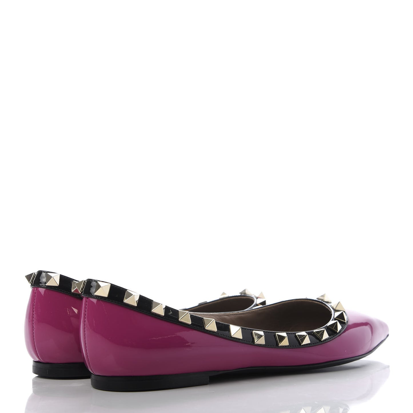 Patent Rockstud Ballerina Flats 35 Fuxia Black