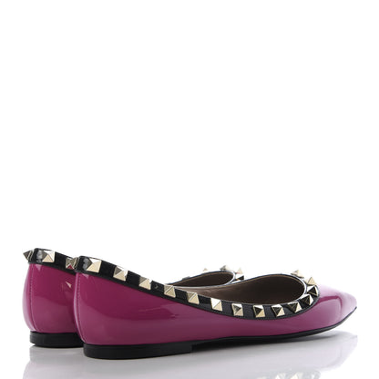 Valentino Garavani Patent Rockstud Ballerina Flats 35 Fuxia Black 4 of 10