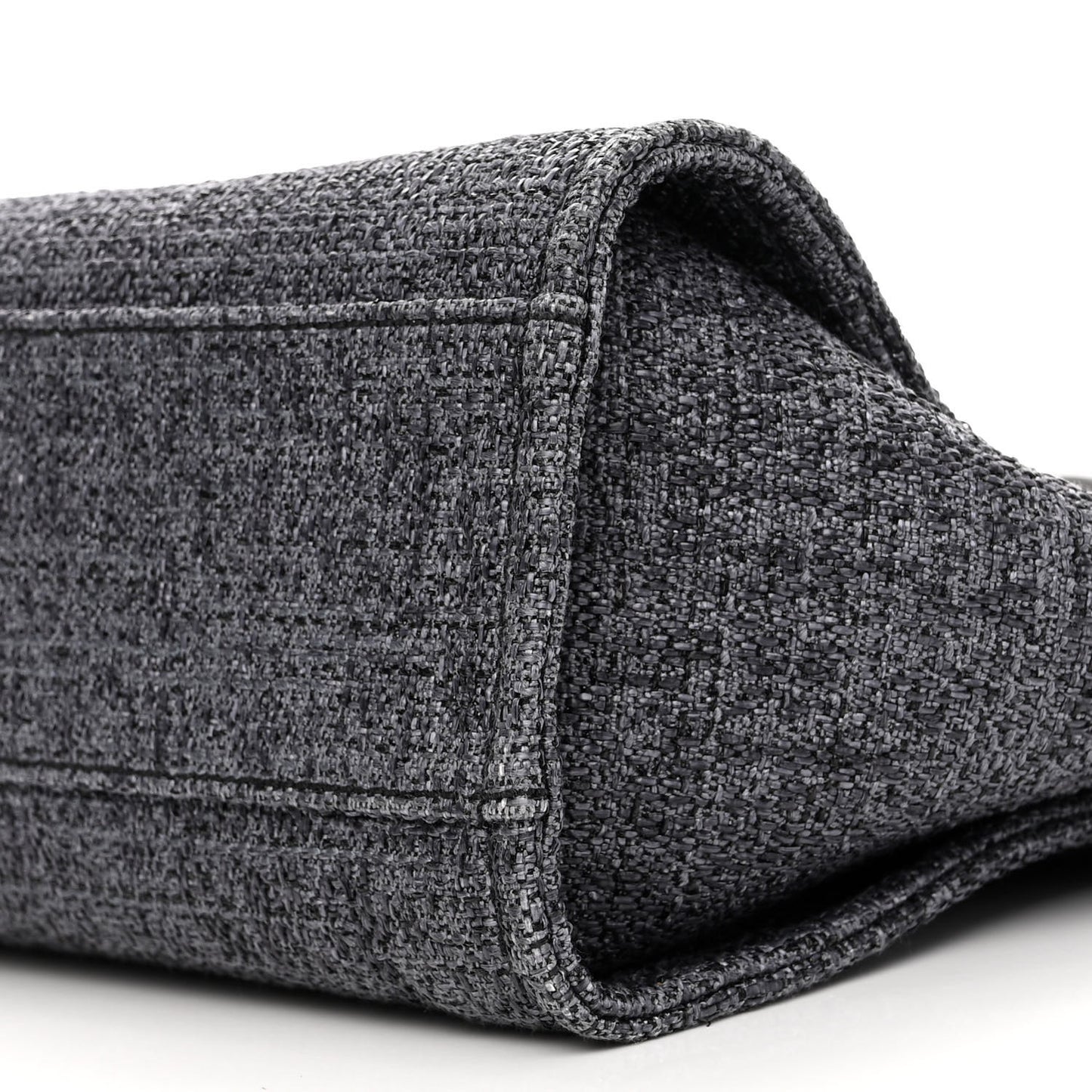 Woven Straw Raffia Small Deauville Tote Charcoal