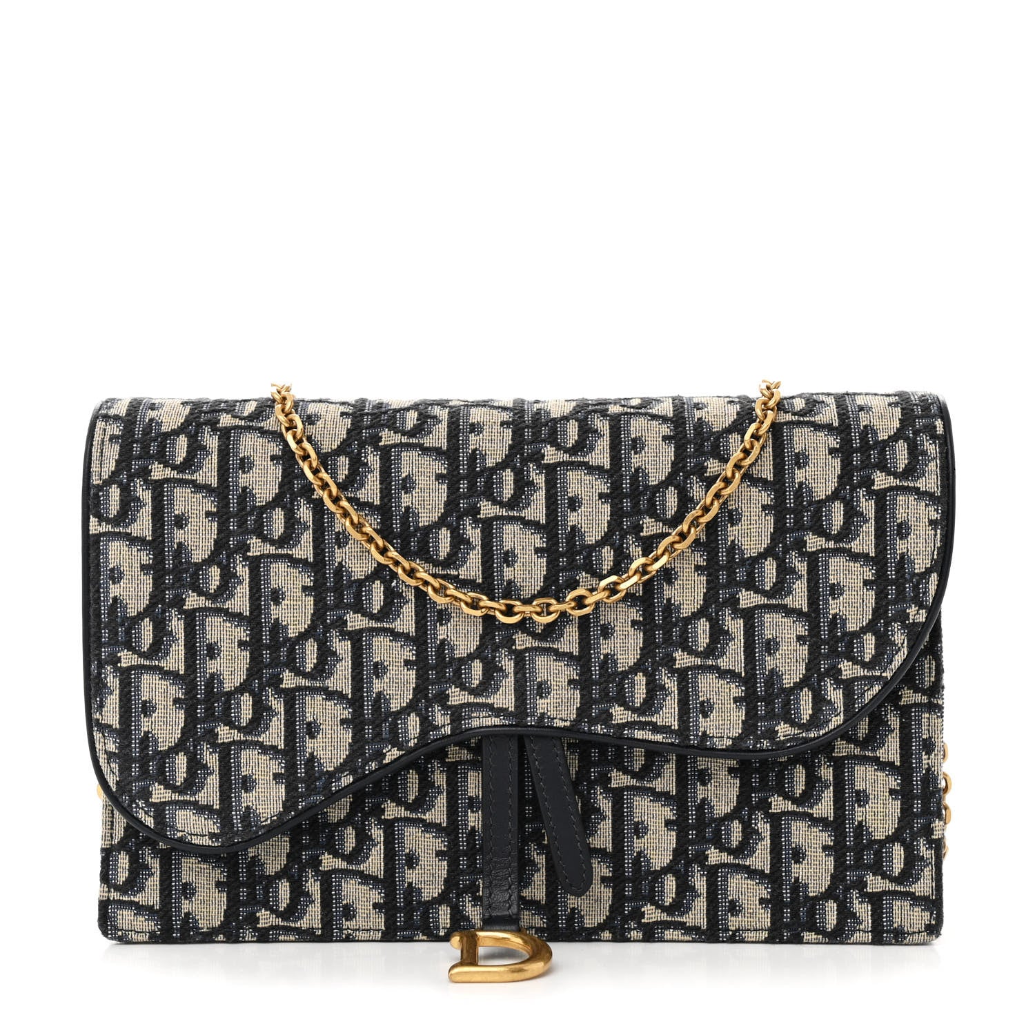 Christian Dior Oblique Saddle Chain Pouch Blue 1 of 13