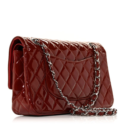 Chanel Patent Calfskin Quilted Medium Double Flap Dark Red 3 of 14