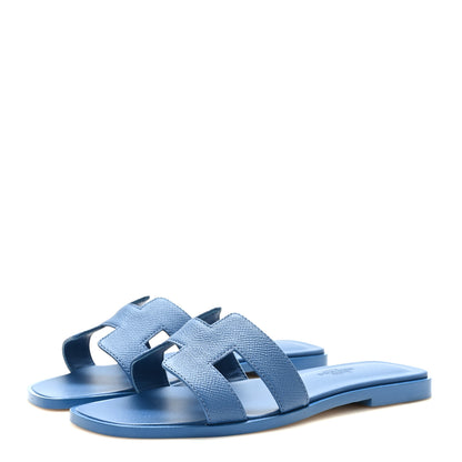 Hermes Epsom Oran Sandals 36 Bleu Bleuet 3 of 9
