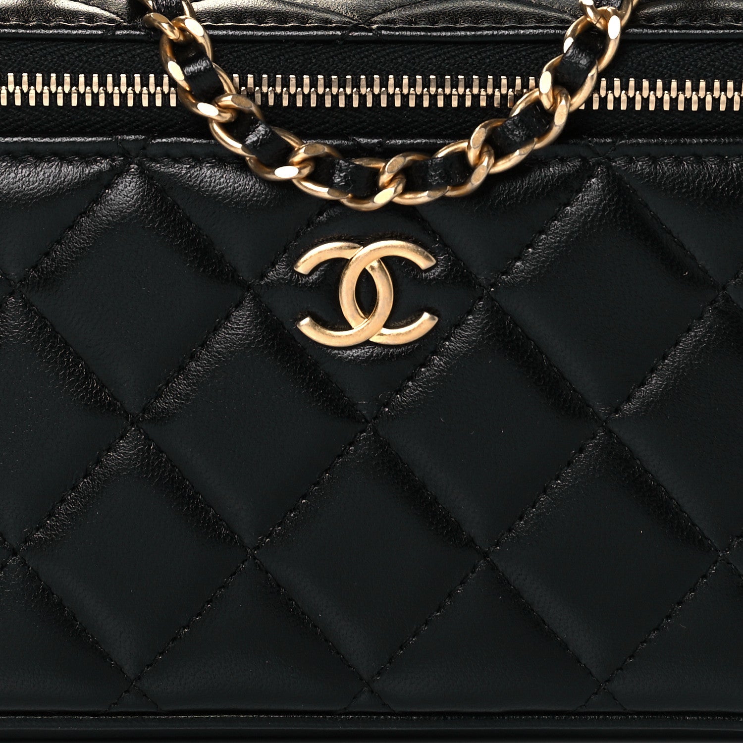 Chanel Lambskin Quilted Small Top Handle Vanity Case With Chain Black 8 of 11