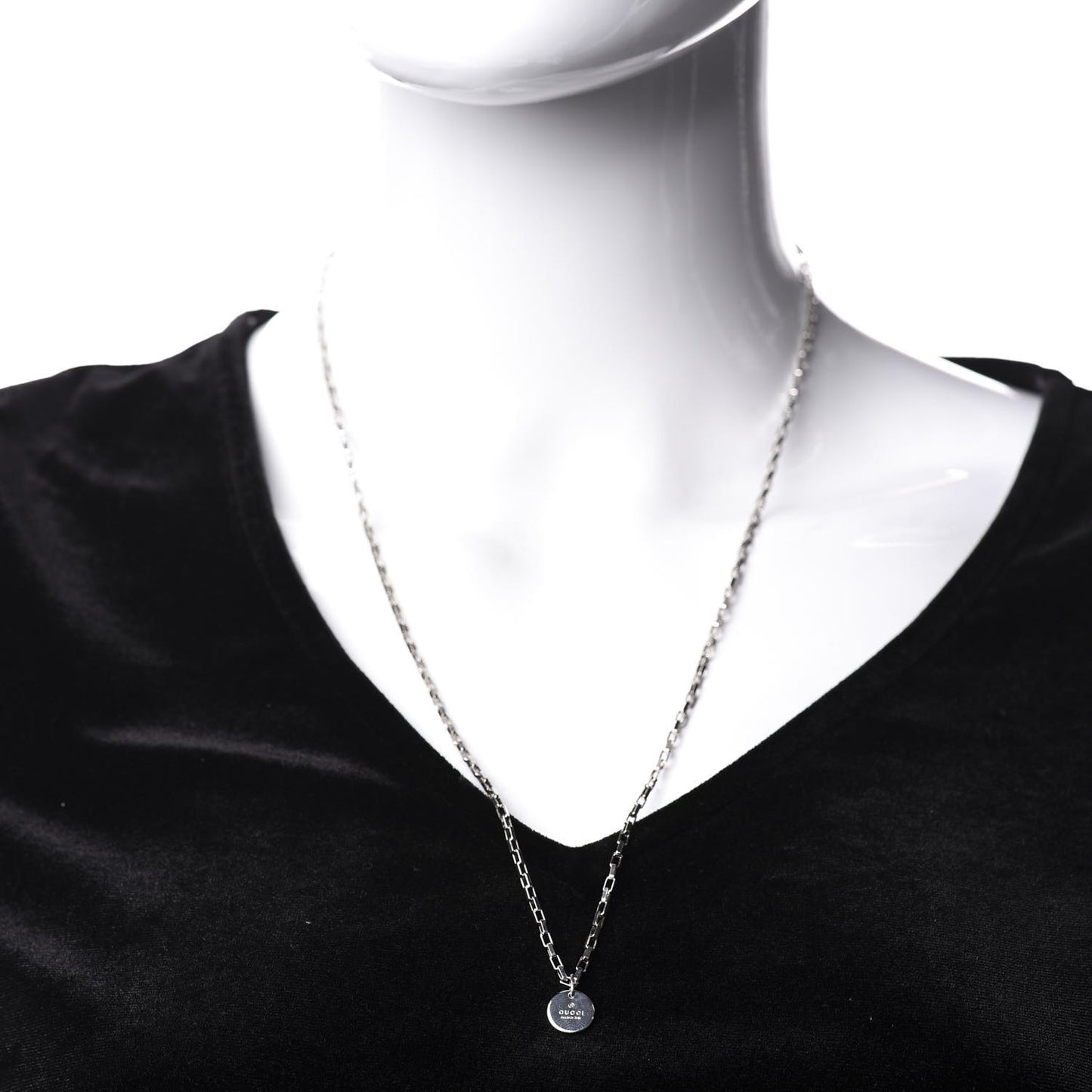 Sterling Silver Trademark Logo Circle Pendant Necklace