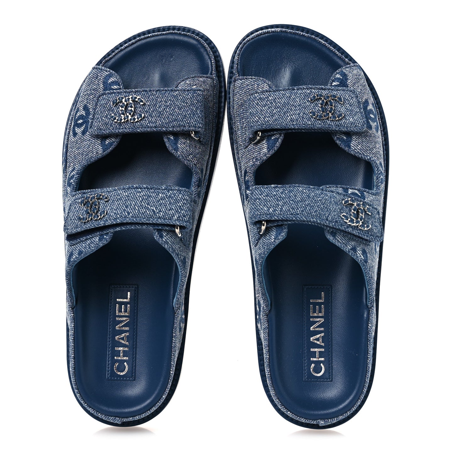 Denim CC Velcro Dad Chain CC Slide Sandals 39 Blue