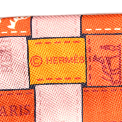 Hermes Silk Bolduc Au Carre Twilly Orange Blanc Vieux 3 of 4