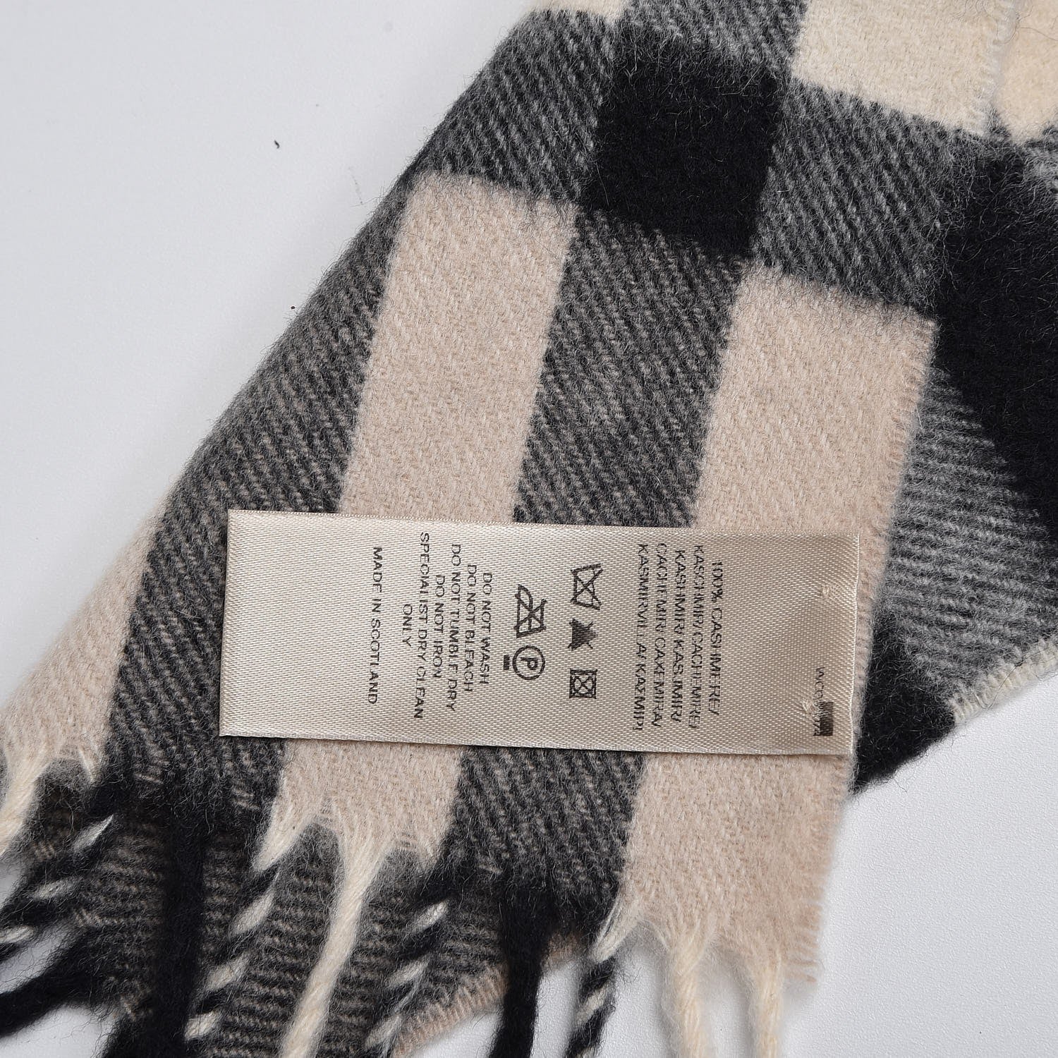 Burberry Cashmere House Check Fringe Skinny Scarf Beige 5 of 7