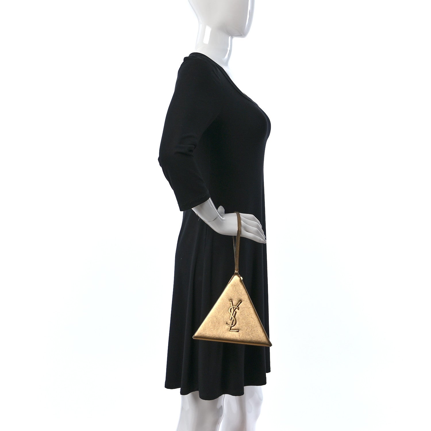 Saint Laurent Metallic Lambskin Pyramid Clutch Brome 2 of 12