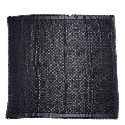 Louis Vuitton Silk Lurex Wool Monogram Shine Shawl Black 1 of 7