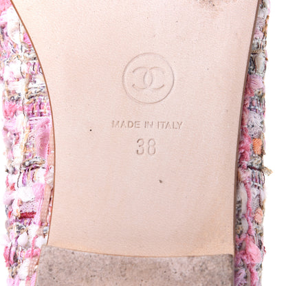 Chanel Tweed Calfskin Cap Toe Ballerina Flats 38 Pink 8 of 10