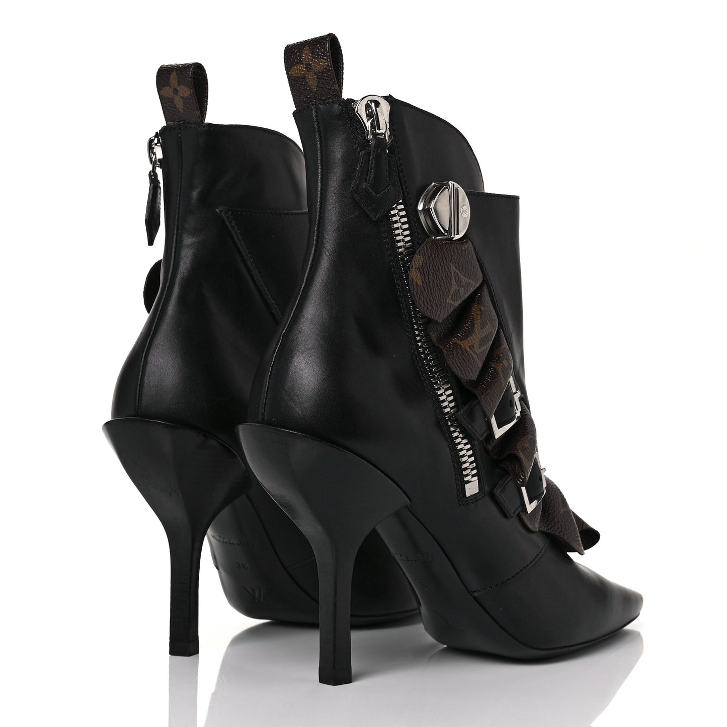 Calfskin Monogram Janet Ankle Boots 38 Black