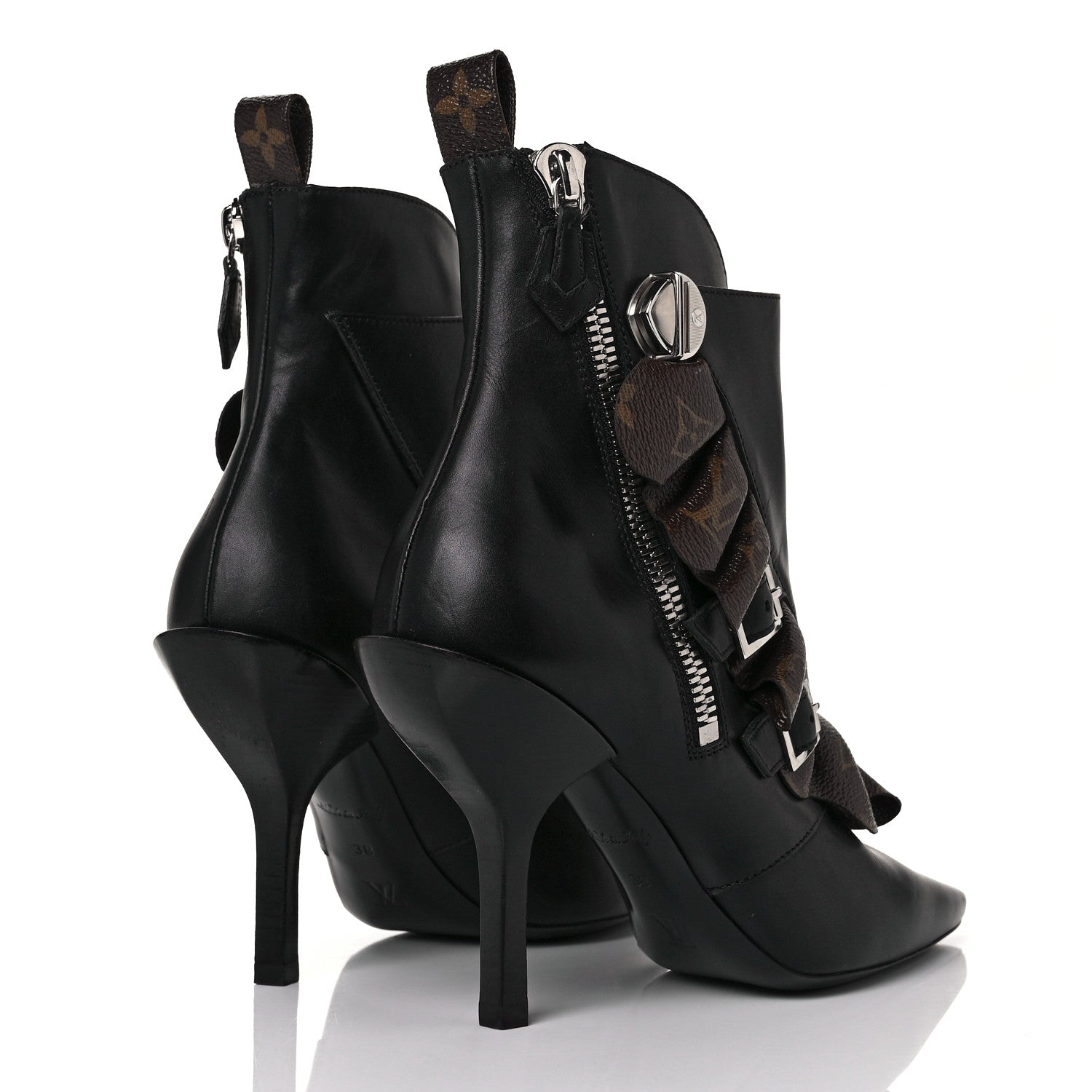 Louis Vuitton Calfskin Monogram Janet Ankle Boots 38 Black 4 of 6