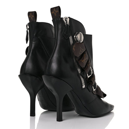 Louis Vuitton Calfskin Monogram Janet Ankle Boots 38 Black 4 of 6