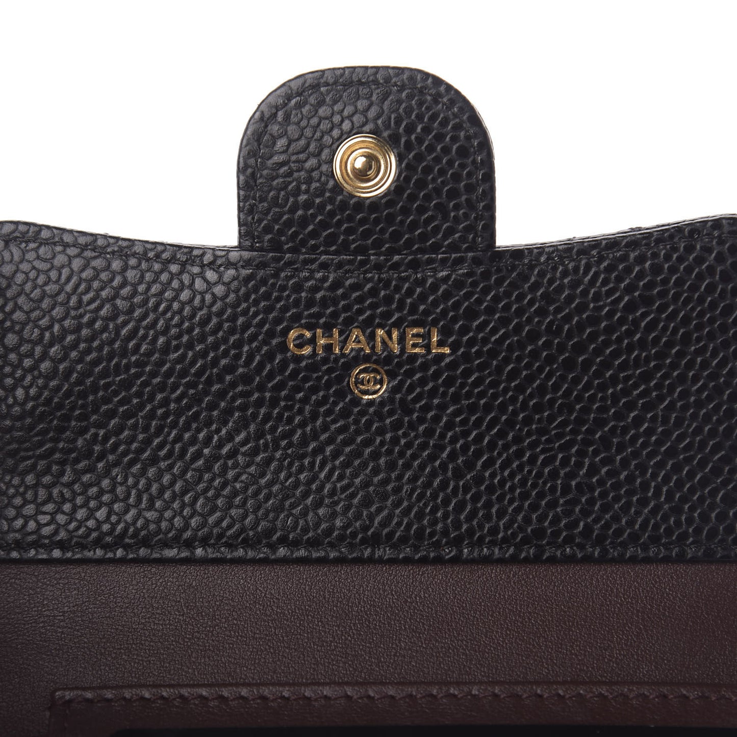Caviar Quilted Compact Flap Wallet Black