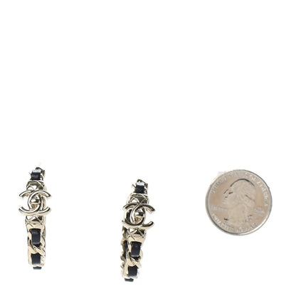 Chanel Lambskin CC Turnlock Chain Hoop Earrings Gold Black 2 of 5
