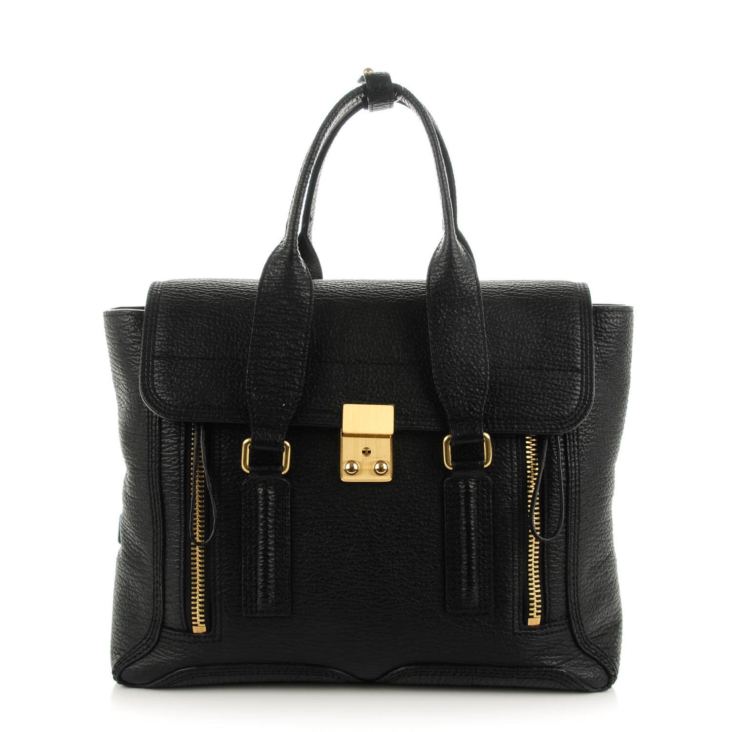 3.1 Textured Calfskin Medium Pashli Satchel Black