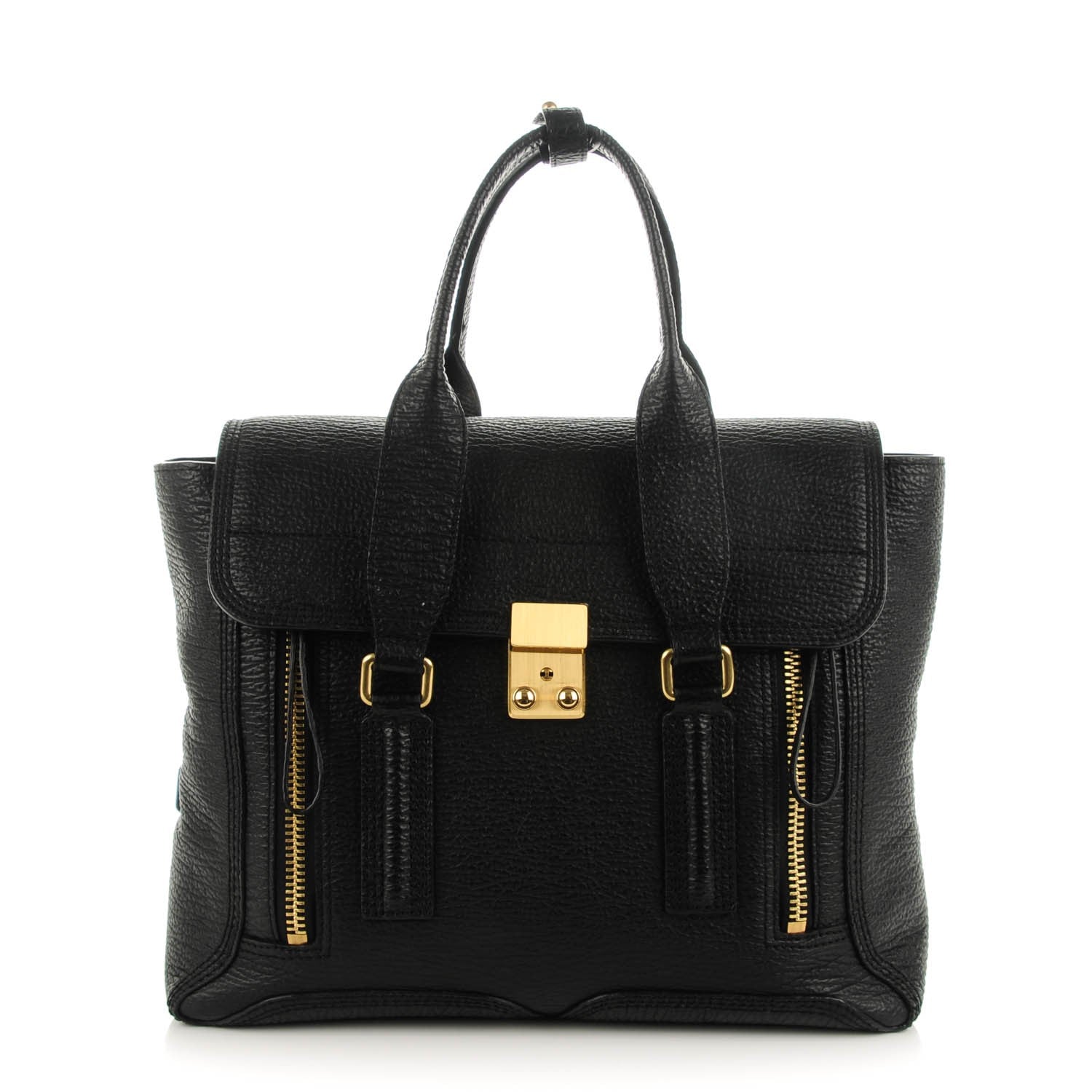 3.1 Phillip Lim 3.1 Textured Calfskin Medium Pashli Satchel Black 1 of 7