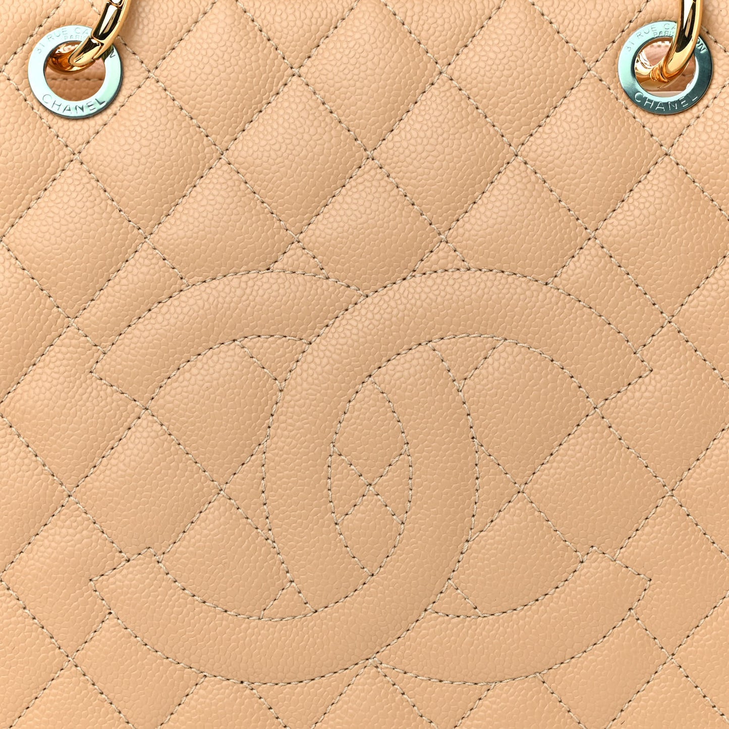 Caviar Quilted Grand Shopping Tote GST Beige Clair