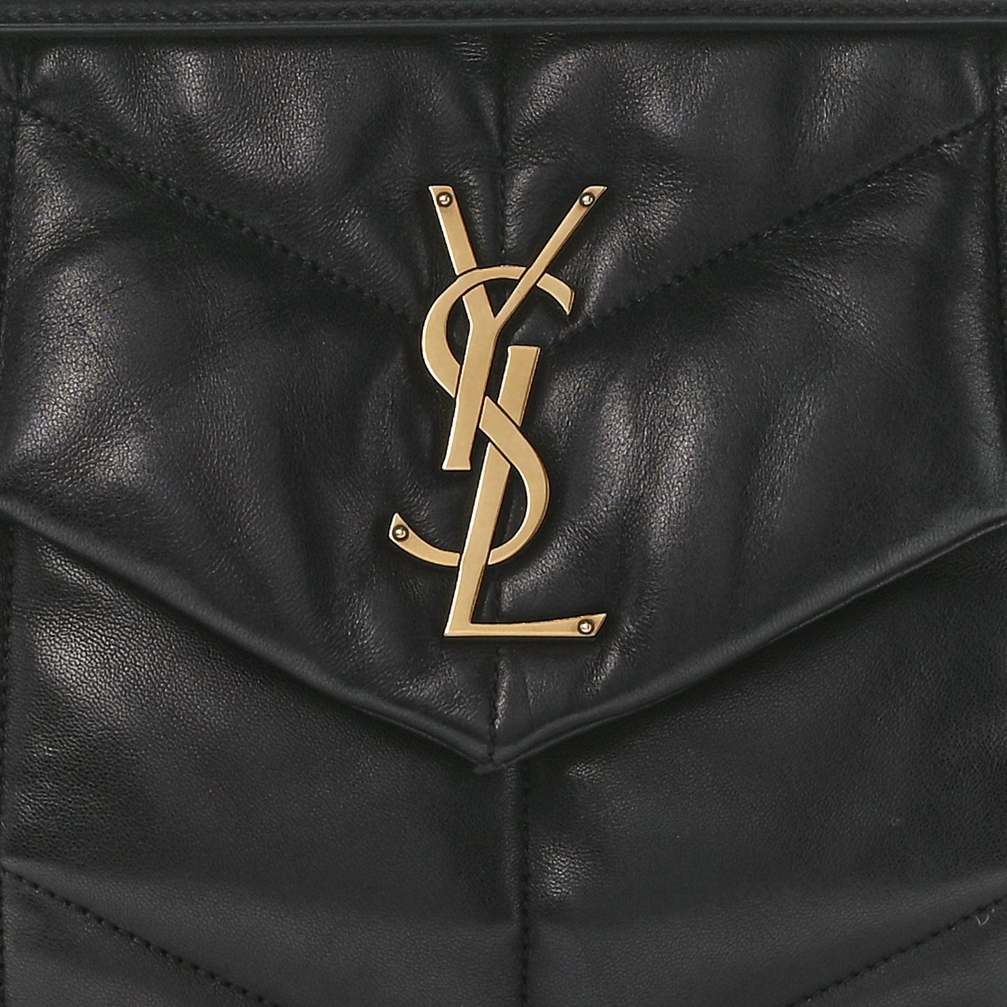 Lambskin Quilted Medium Loulou Puffer Monogram Chain Satchel Black