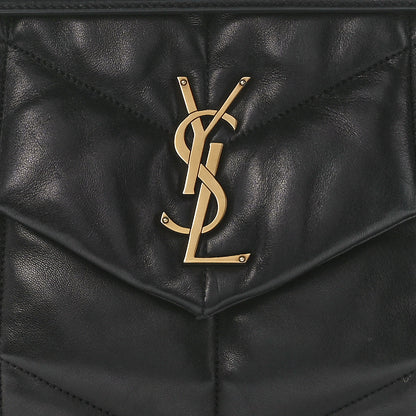 Saint Laurent Lambskin Quilted Medium Loulou Puffer Monogram Chain Satchel Black 9 of 12