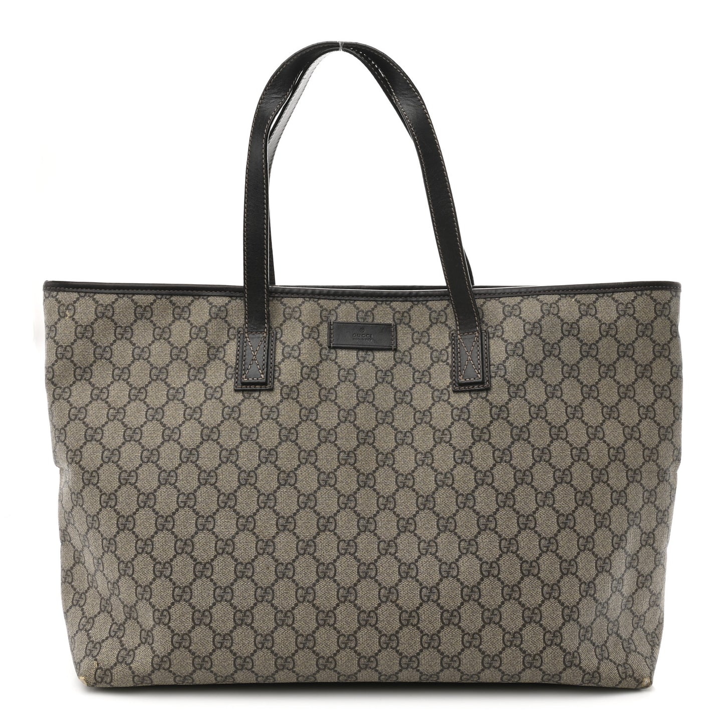 GG Supreme Monogram Large Zippered Shopping Tote Dark Brown