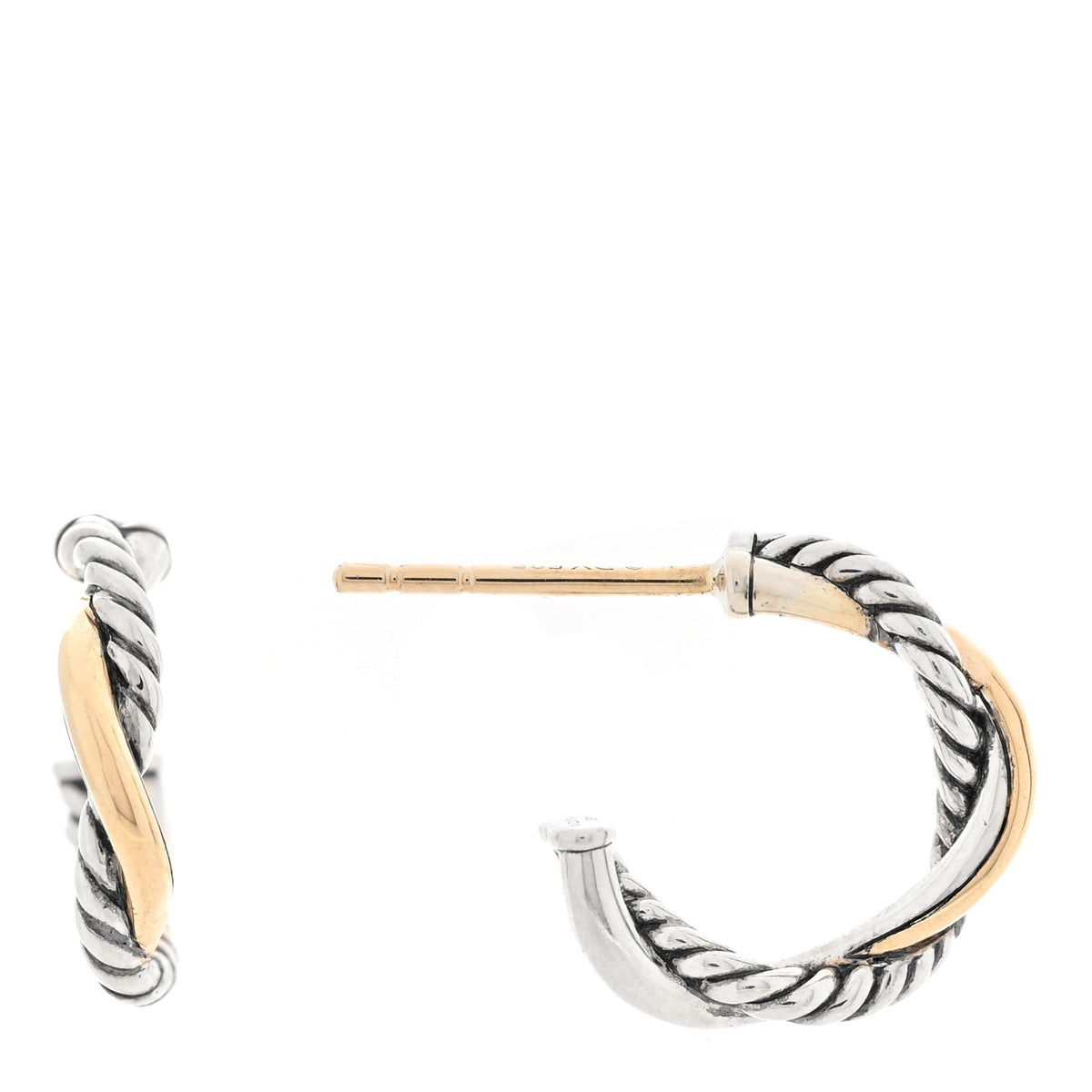 Sterling Silver 14K Yellow Gold 3mm Petite Infinity Huggie Hoop Earrings