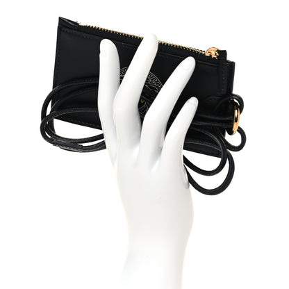 Versace Calfskin Logo Medusa Lanyard Wallet Black 2 of 6
