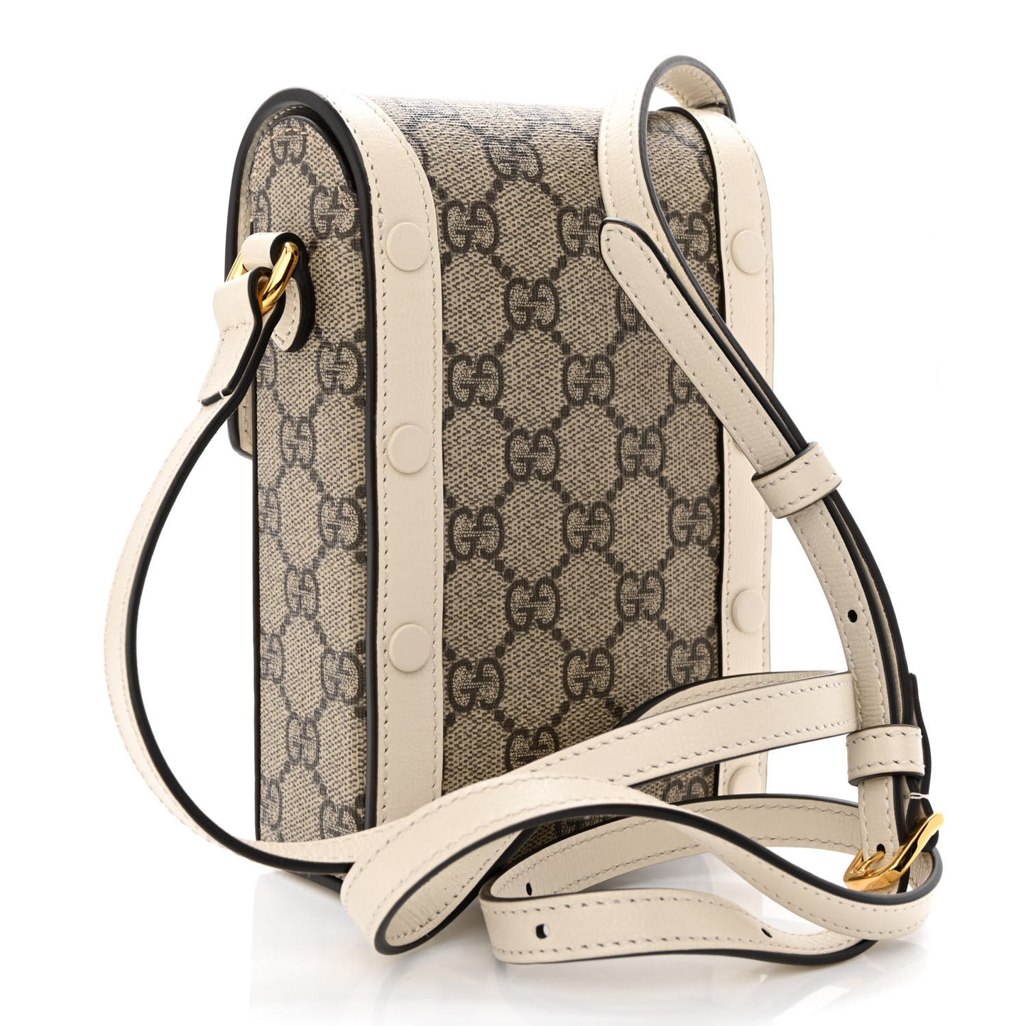 GG Supreme Monogram Azalea Calfskin Mini Horsebit 1955 Crossbody Bag Beige Ebony Mystic White