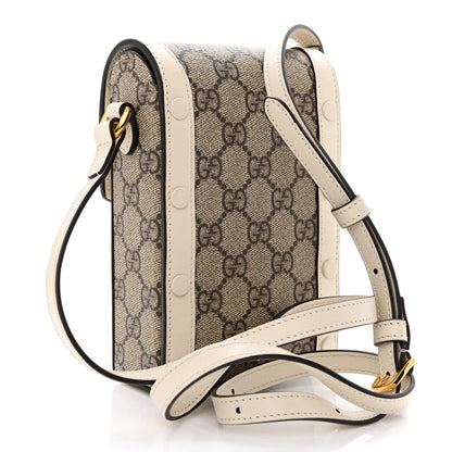 Gucci GG Supreme Monogram Azalea Calfskin Mini Horsebit 1955 Crossbody Bag Beige Ebony Mystic White 3 of 12