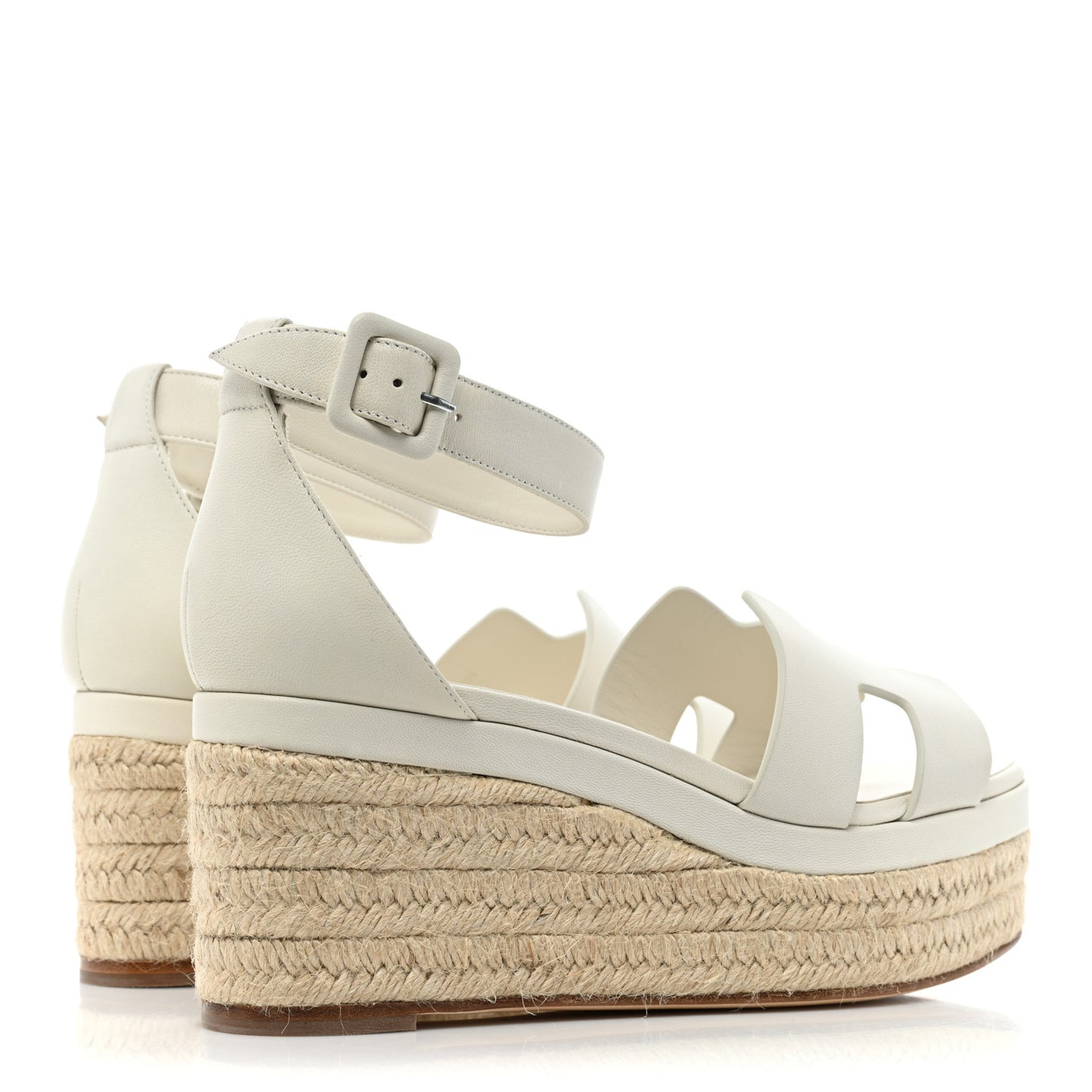Goatskin Elda Espadrille Wedge Sandals 39 White