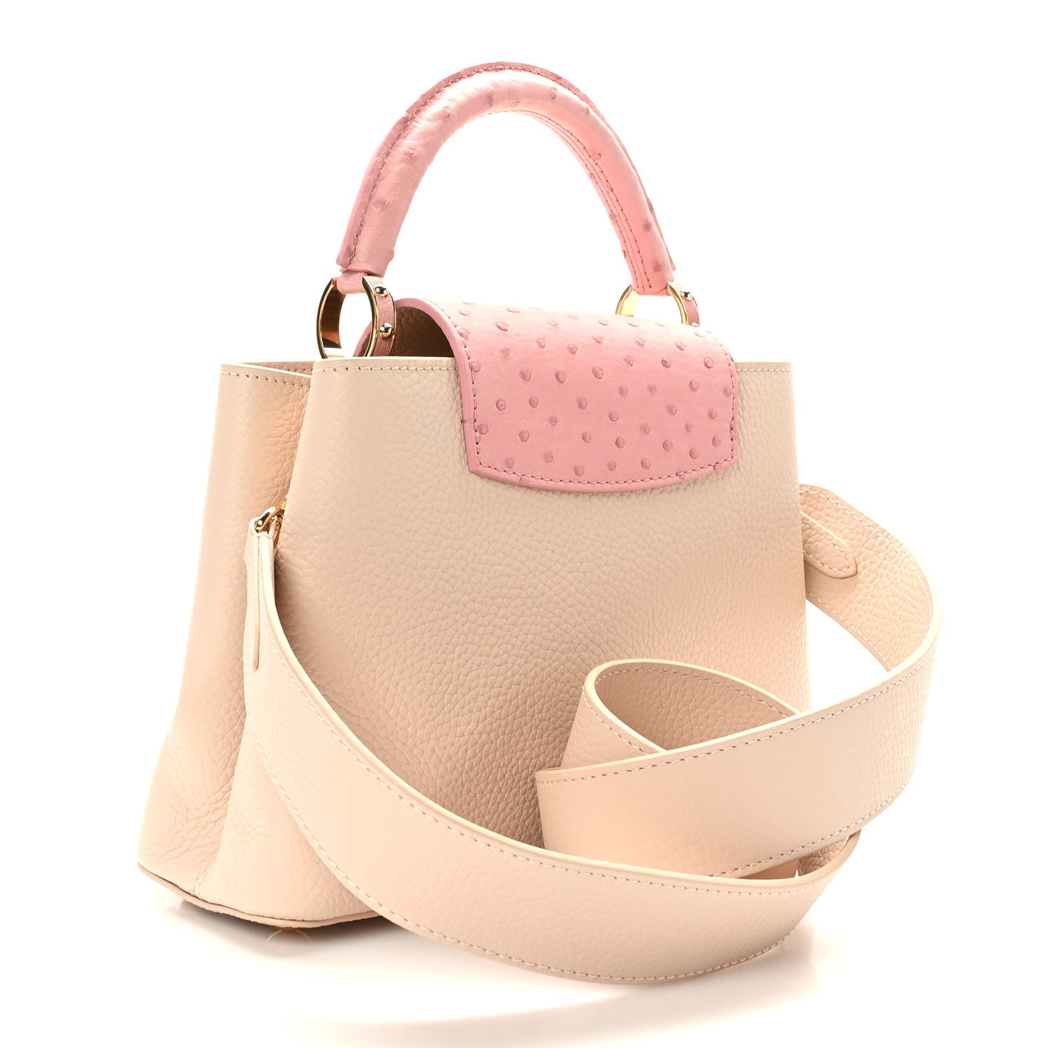 Louis Vuitton Taurillon Ostrich Capucines BB Powder Pink Beige 3 of 8