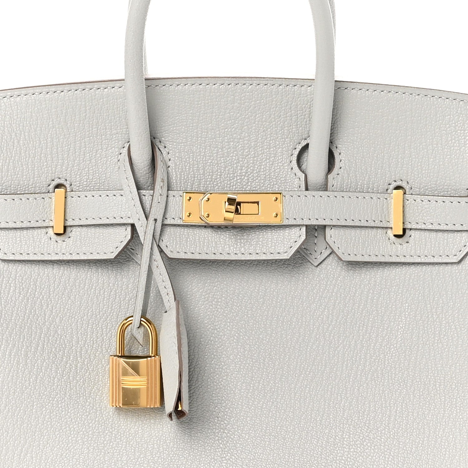 Hermes Chevre Mysore Horseshoe Birkin 25 Gris Perle Gold 8 of 12