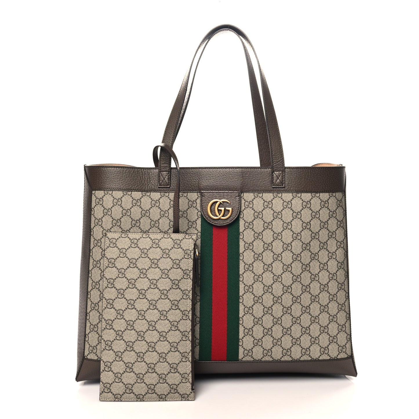 GG Supreme Monogram Web Ophidia Tote Brown
