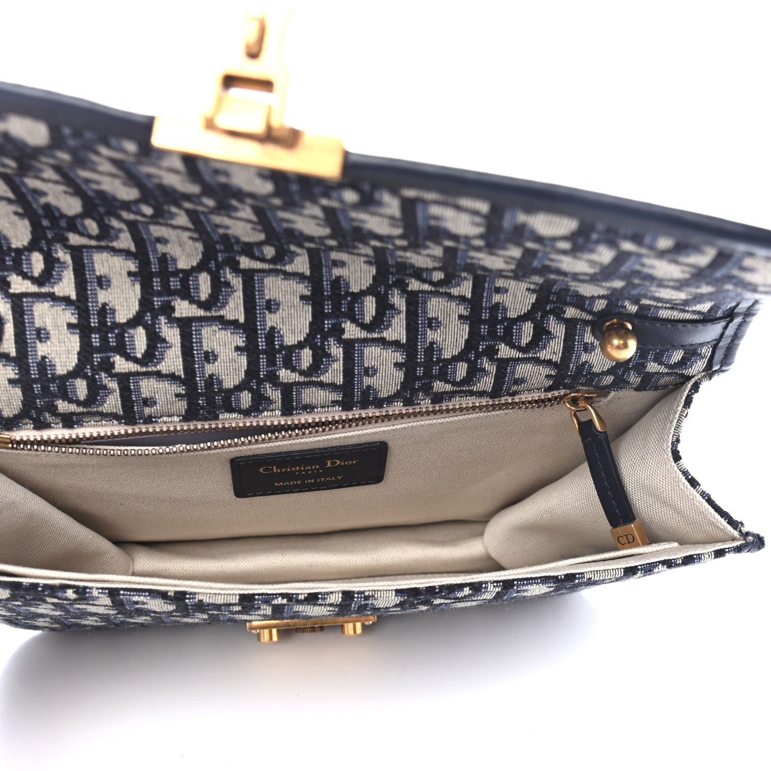 Christian Dior Oblique DiorAddict Flap Bag Navy Blue 4 of 4