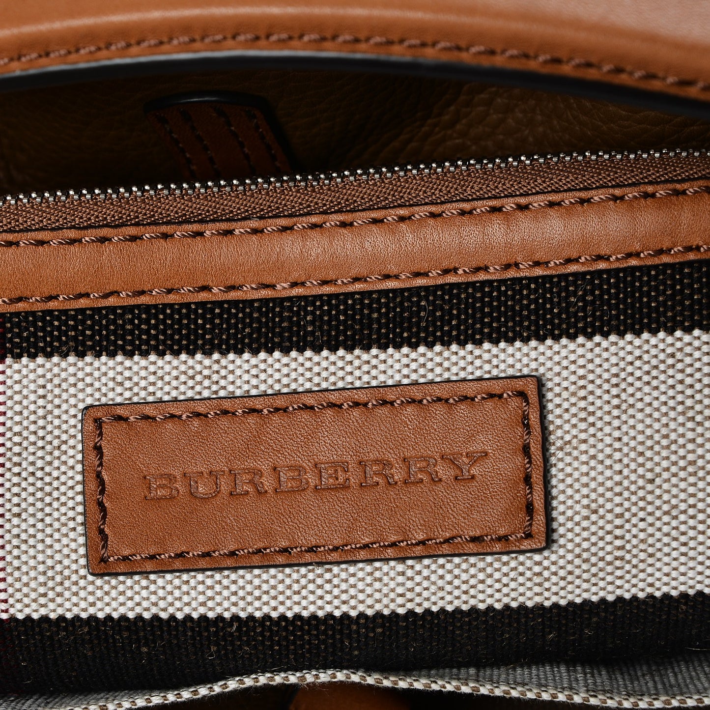 Grainy Calfskin Canvas Mega Check Medium Ashby Tassel Hobo Saddle Brown