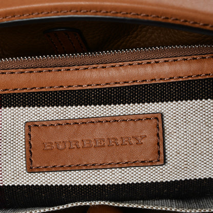 Burberry Grainy Calfskin Canvas Mega Check Medium Ashby Tassel Hobo Saddle Brown 9 of 11