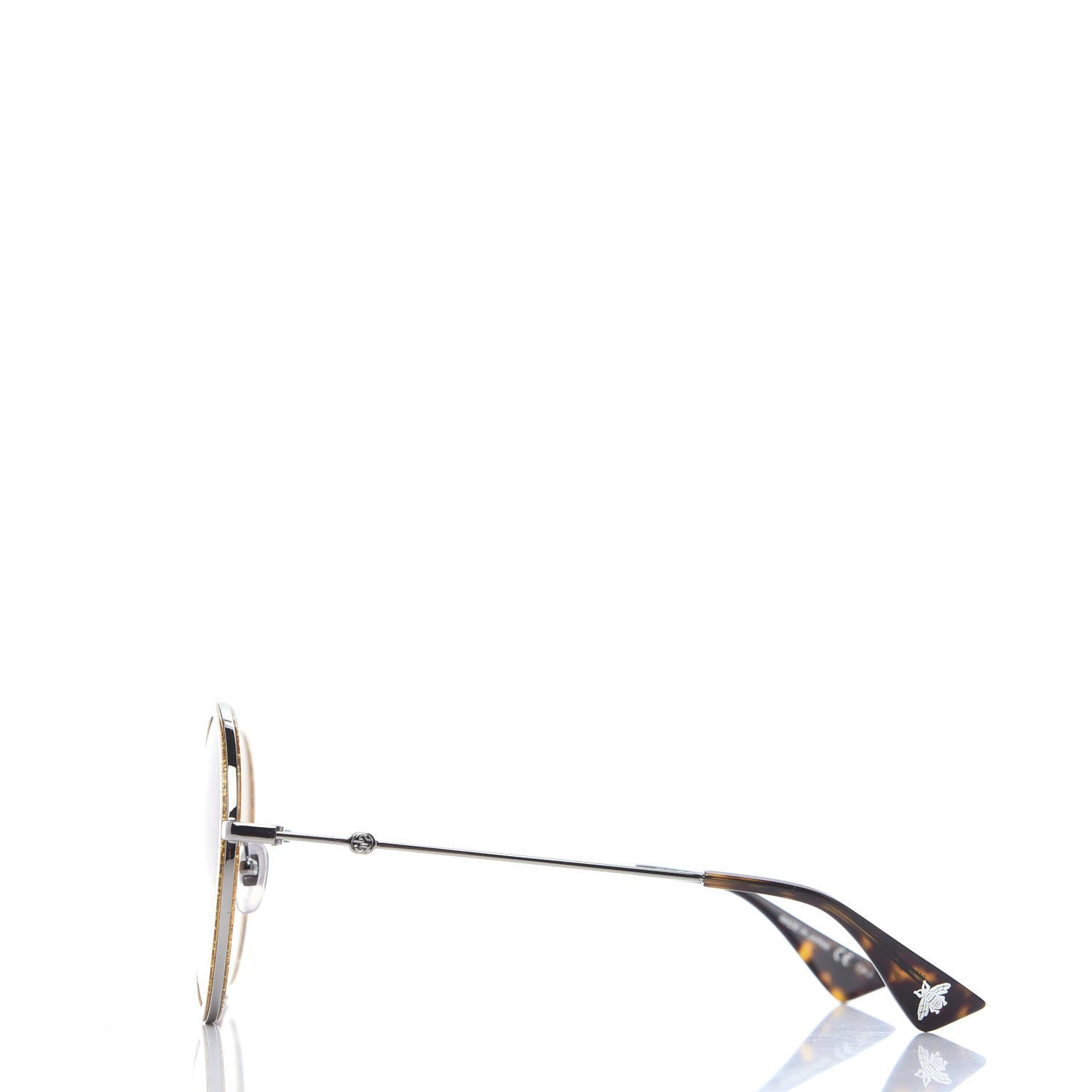 Gucci Round Frame Glitter Sunglasses GG0061S Yellow 2 of 6