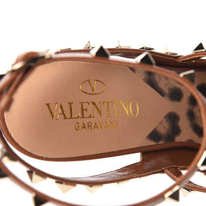 Valentino Garavani Canvas Leopard Print Rockstud Ankle Strap Pumps 39.5 Tan 7 of 9