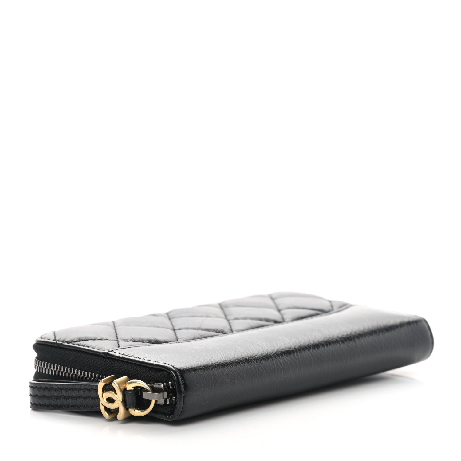 Chanel Aged Calfskin Quilted Small Gabrielle Zip Around Wallet Black 4 of 13