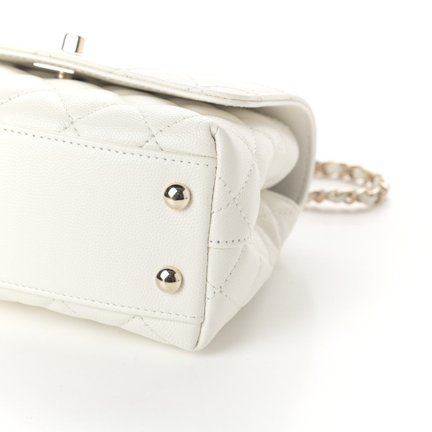 Caviar Quilted Extra Mini Coco Handle Flap White