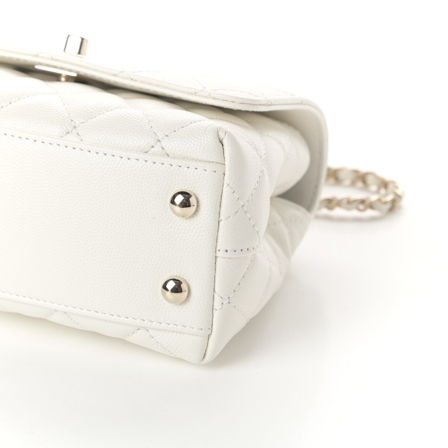Chanel Caviar Quilted Extra Mini Coco Handle Flap White 10 of 10